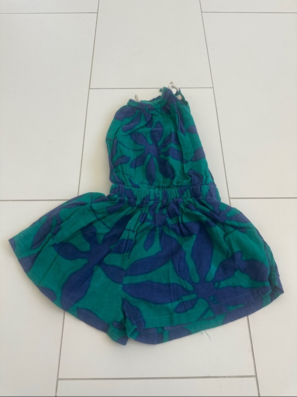 Crewcuts romper 3 girls blue green cotton